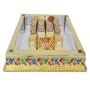 Peacock Designed Wooden Handmade Rajwadi Chowki (18"X18"X12")-G.M.